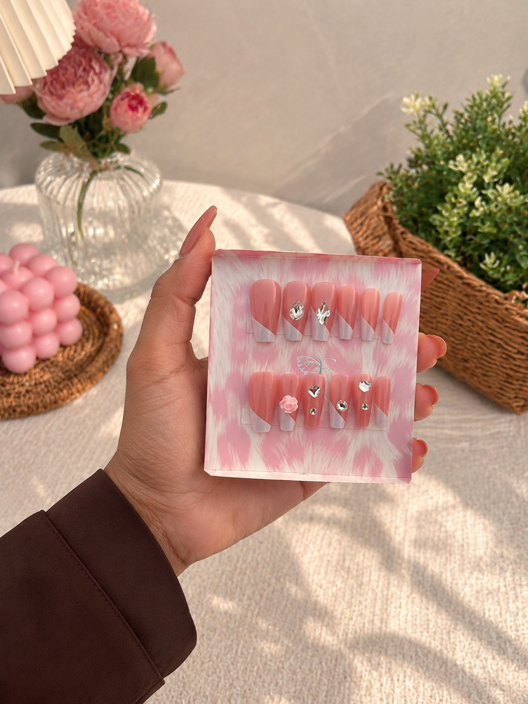 Sweet Blush Diamond Press-On Nails