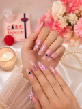⭐ Pink Stardust Bow – Premium Press-On Nails